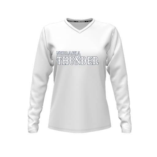 [FTLVCFWH-FYXS-LOGO3] Decker Comfort T-Shirt (Female Youth XS, White, V Neck, Logo 3, Long Sleeve)