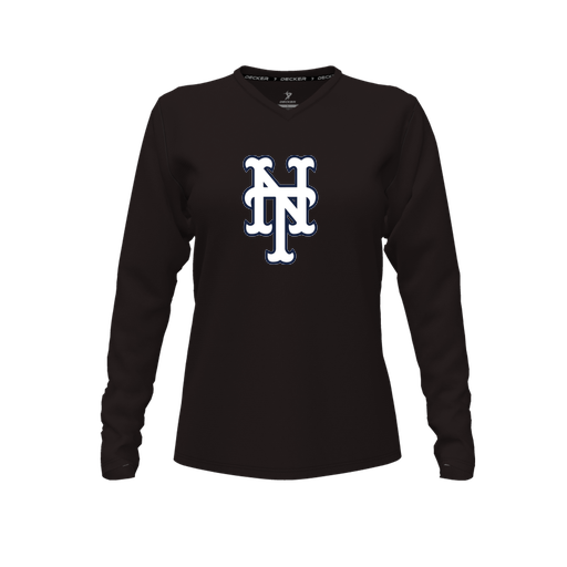 [CUS-DFW-TEES-CMF-VNK-LSL-BLK-FYXS-LOGO2] Decker Comfort T-Shirt (Female Youth XS, Black, V Neck, Logo 2, Long Sleeve)