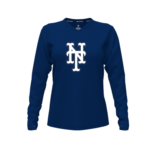 [FTLVCFNV-FYXS-LOGO2] Decker Comfort T-Shirt (Female Youth XS, Navy, V Neck, Logo 2, Long Sleeve)