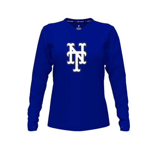 [FTLVCFRY-FYXS-LOGO2] Decker Comfort T-Shirt (Female Youth XS, Royal, V Neck, Logo 2, Long Sleeve)