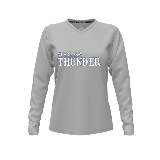 [FTLVPTGY-FYXS-LOGO3] Decker Performance T-Shirt (Female Youth XS, Gray, V Neck, Logo 3, Long Sleeve)