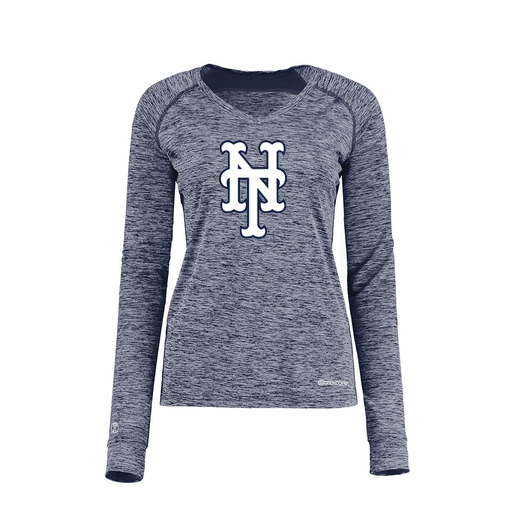 [222770.U22.XS-LOGO2] Ladies Electric Long Sleeve Shirt (Female Adult XS, Navy, Logo 2)